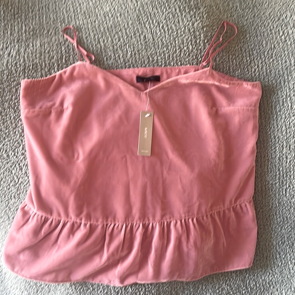 Pink velvet J Crew Peplum Top
